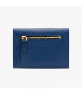 Prada 1MH002 Leather Flap Wallet In Navy Blue