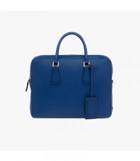 Prada 2VE023 Leather Briefcase In Blue