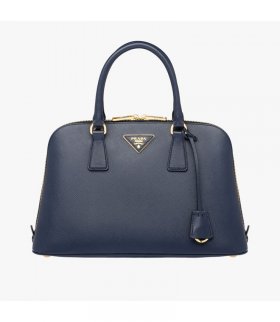 Prada 1BA837 Leather Top-Handle Bag In Navy Blue