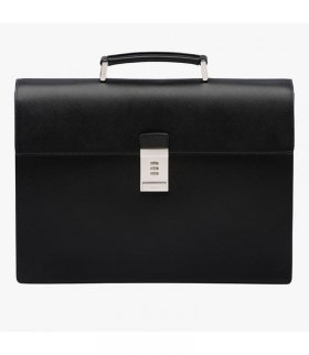 Prada 2VB021 Leather Briefcase In Black