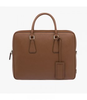 Prada 2VE023 Leather Briefcase In Brown